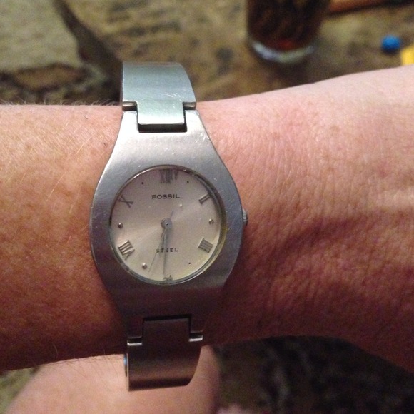 Solid silver band watch
