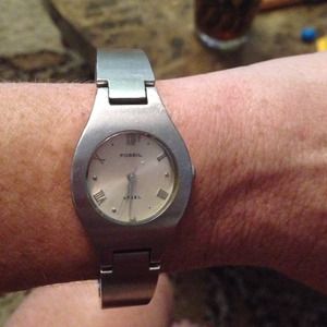 Solid silver band watch