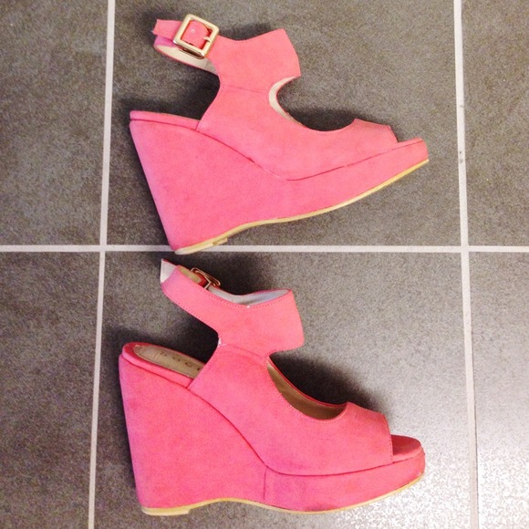 Pink platform wedges