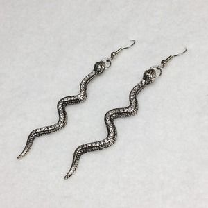 Handmade Silver Crystal Snake Earrings