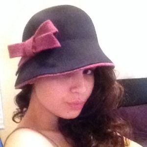 Nordstroms wool cloche hat with purple bow