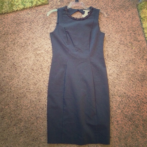 H&M Grey Dress w/ Beaded Collar