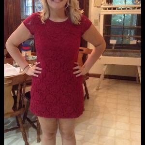 Red Target Crochet Lace Dress