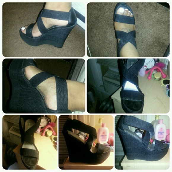 Black Strappy Wedges