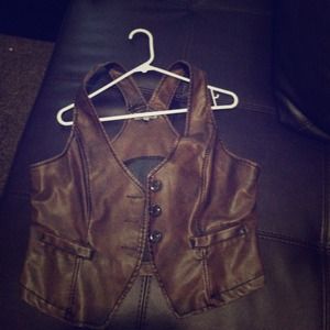 Brown Faux Leather Vest