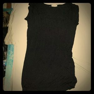 Long black shirt with scoop neck line