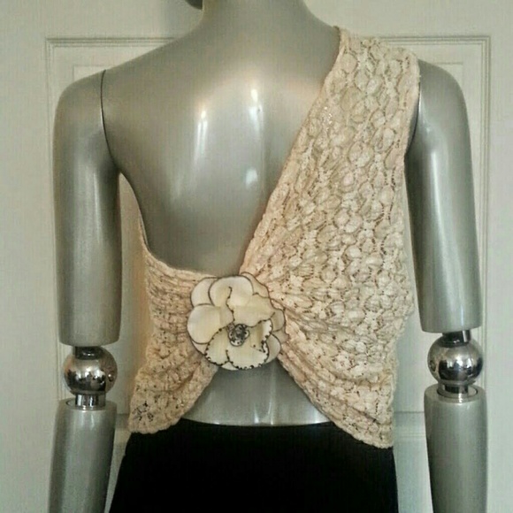 Lace One Shoulder Crop Top - Picture 4 of 4