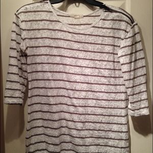 Striped lace 3/4 sleeve top