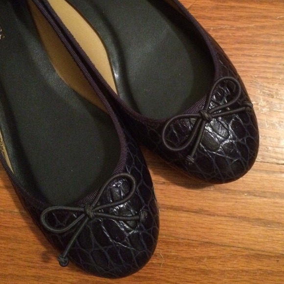 Navy Snakeskin Flats