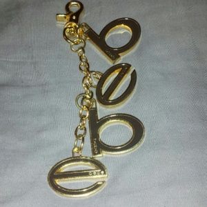 BEBE KEY CHAIN GOLD & BROWN W/ FREE PURSE