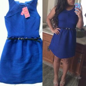 Candie's Blue Textured Skater Dress