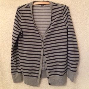 M Navy blue and grey striped cardigan Forever 21