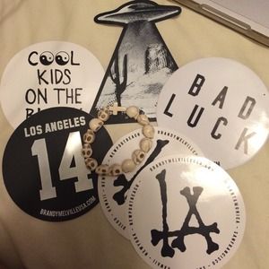 Brandy Melville skull bracelet and stickers
