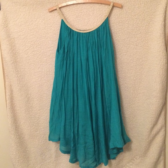 💋SOLD💋Turquoise dress with Gold braided straps