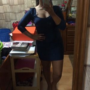 Nylon material. Navy blue dress