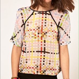 ASOS Woven T-Shirt with Mixed Square Print