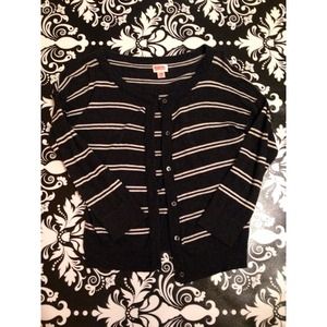 Black and white striped cardigan 😊