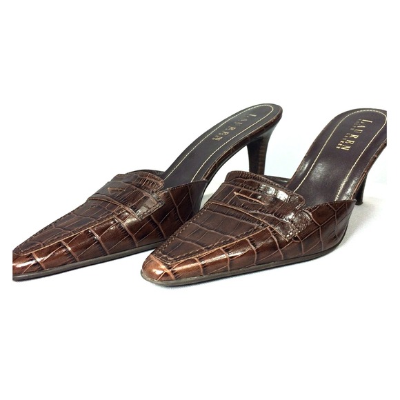 Ralph Lauren Kitten Heel Penny Loafer Mules Size7B