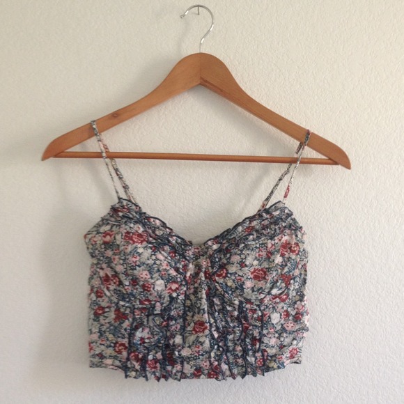 Tops - Floral Bustier Crop Top