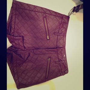 Maroon leather highwaisted shorts