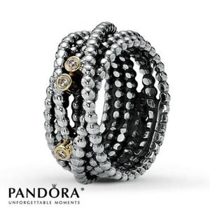 "Entangled Beauty" 14K Gold, Diamond Pandora Ring