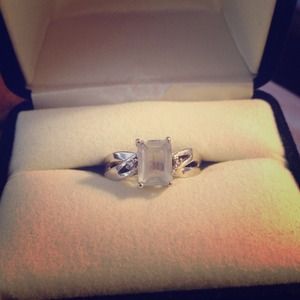 Natural Aquarmarine Ring with diamond accents