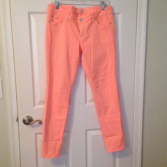 RESERVED- Vibrant coral skinny jeans