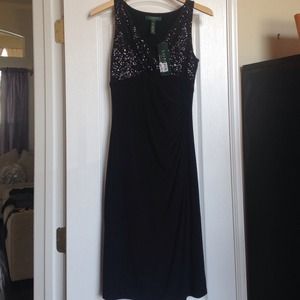 Black sequined cocktail dress