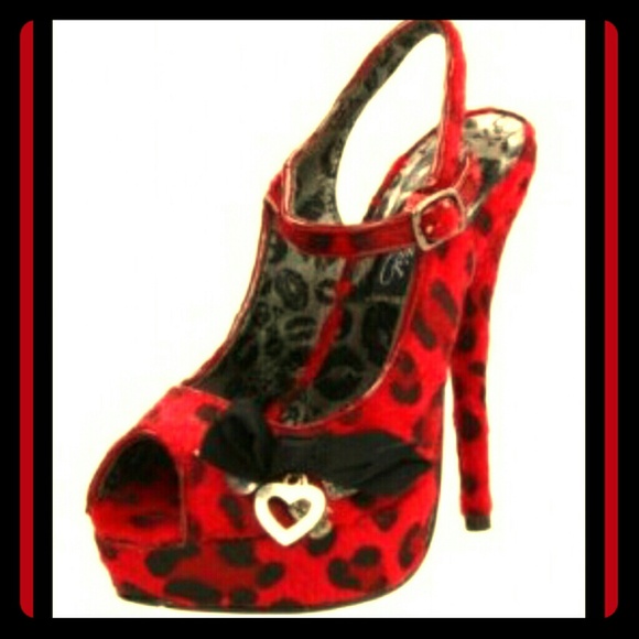 Iron Fist Red leopard "Love Bites" slingback heel