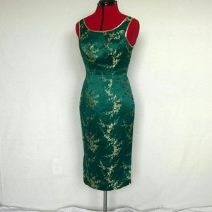 Green Chinese Silk Brocade Dress