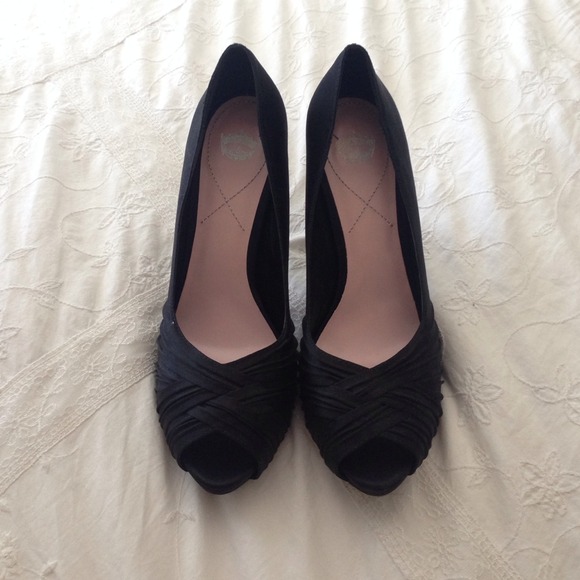 Simple black open toed heels