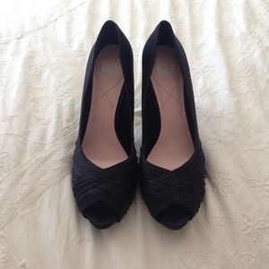 Simple black open toed heels
