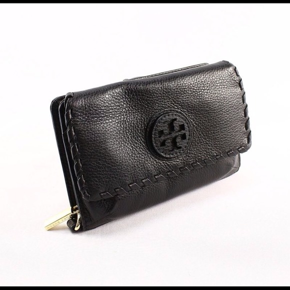 Tory Burch black zip around wallet clutch