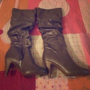 Right below the knee Brown boot heels