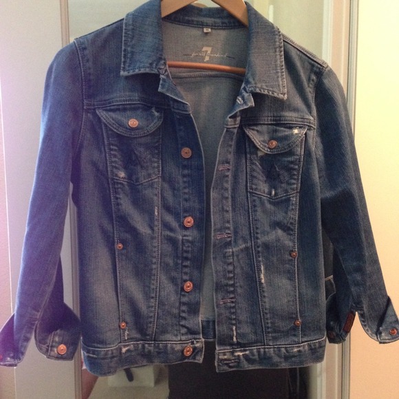 7 For All Mankind Denim Jacket in Medium Blue wash