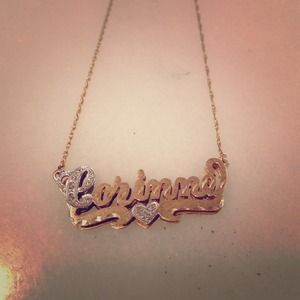 14kt gold corinne double plated name necklace