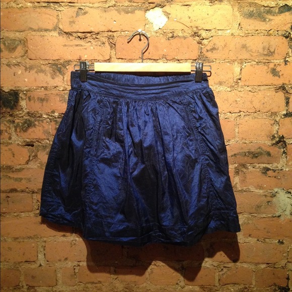 Blue Silk Mini Skirt - Picture 1 of 3