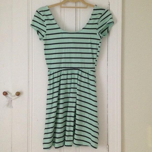 Charlotte Russe Mint/Navy Stripe Skater Dress