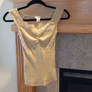 Cute Guess Jeans ribbed tan tank with bow and lace