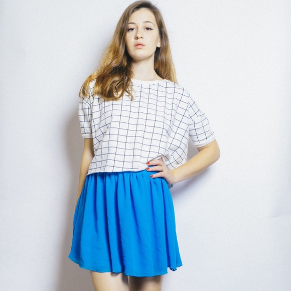 Blue Chiffon Mini Skirt