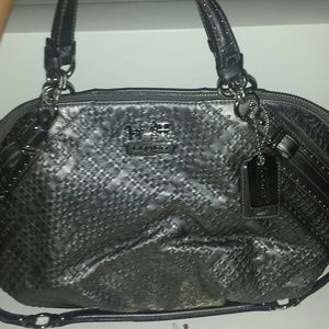COACH Woven Metallic Leather Satchel