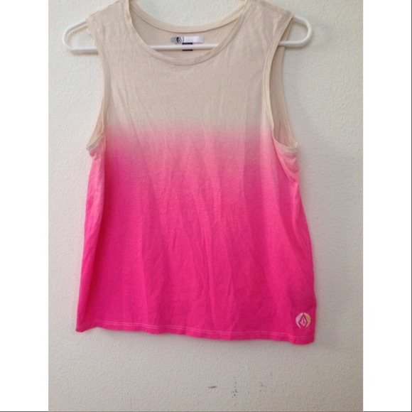 Volcom Beige/ Neon Pink Ombré Top