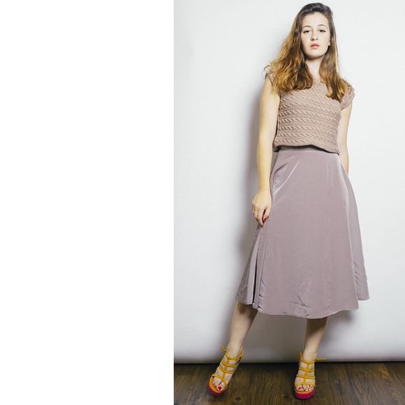 Khaki mid length skirt