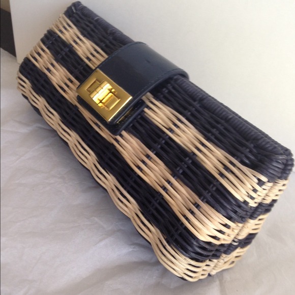 J. Crew Clutches & Wallets - 🎉HP🎉🎀NEW🎀J.Crew Striped Ainsley Rattan Clutch