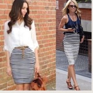 NWOT White and black stripe skirt