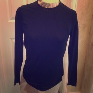 Black long sleeve open back top