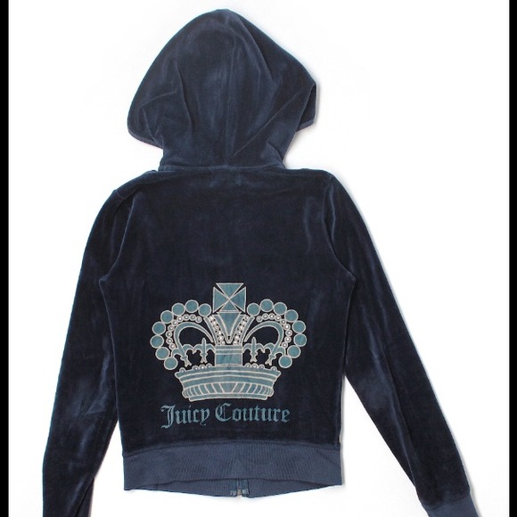 Juicy Couture Navy Blue Velour Hoodie - Small