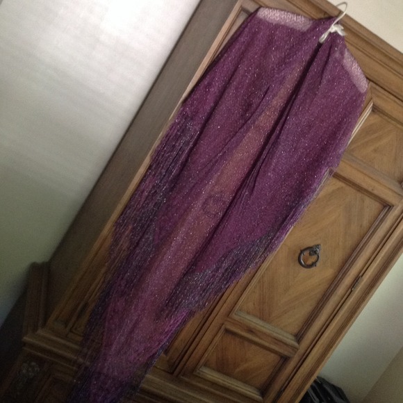Purple & Metallic Fringed Shawl - Picture 2 of 3