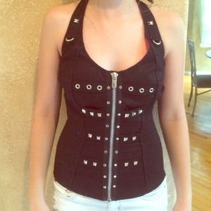 Gothic stud halter top