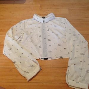 cropped collard blouse